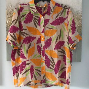 American Vintage Silk Tropical Short Sleeve Blouse (NWT)